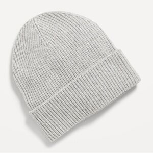 Gray Ribbed Knit Beanie and glove set